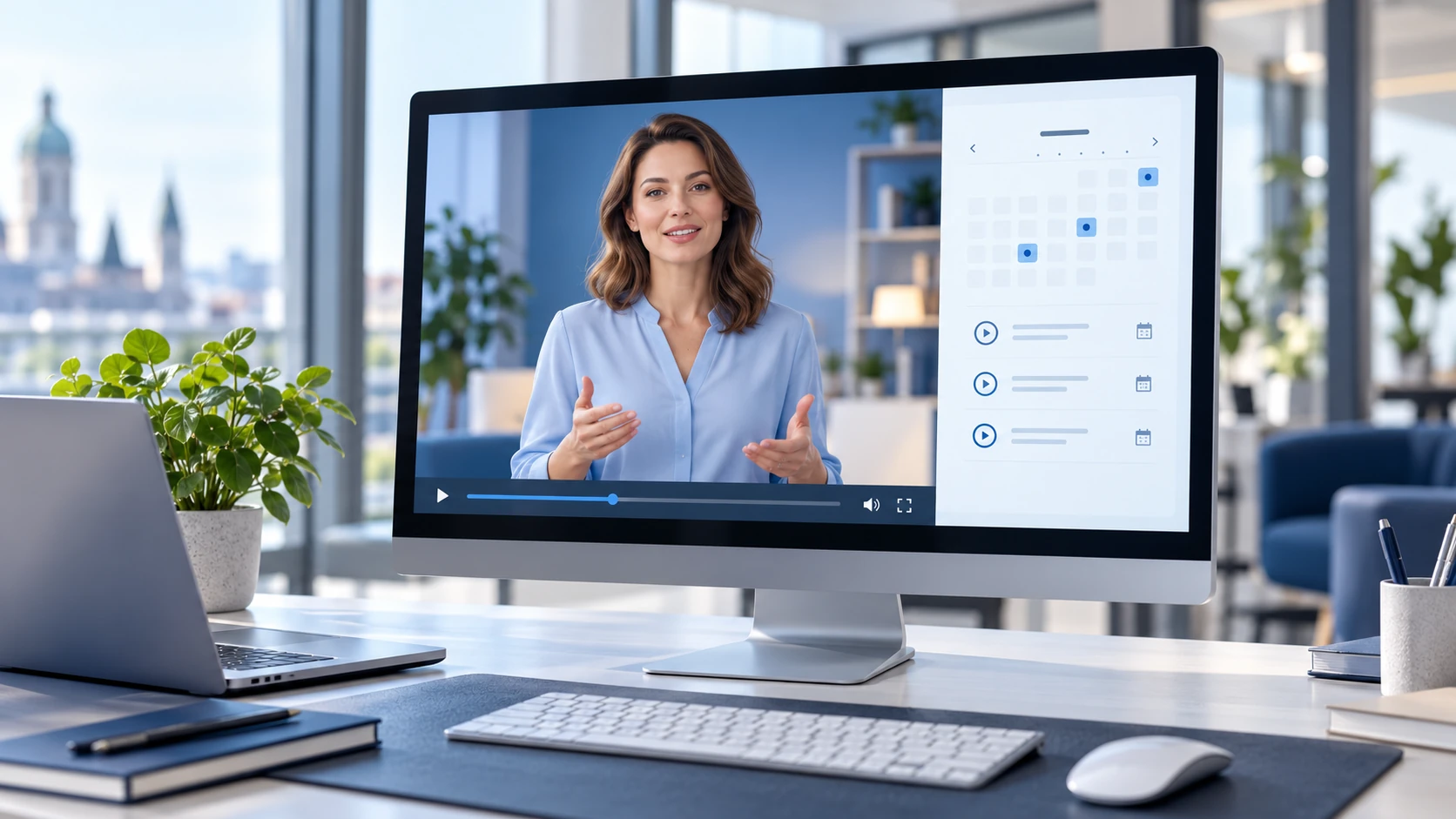Automatisiertes Webinar mit Video und Terminübersicht